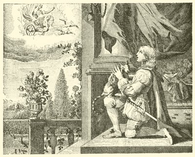 Den unge mand og hans kat (kobberstik) af English School