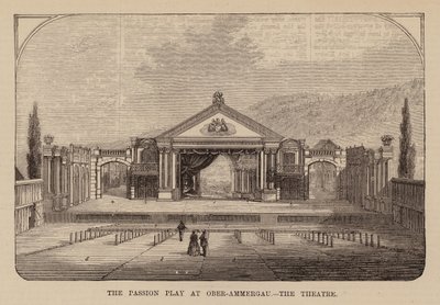 Teater for passionsspillet i Oberammergau, Bayern (kobberstik) af English School
