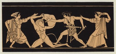 Theseus dræber minotauren (farvelitografi) af English School