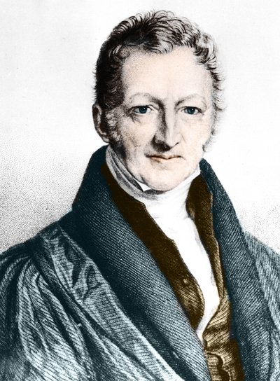 Thomas Robert Malthus (farvet gravering) af English School
