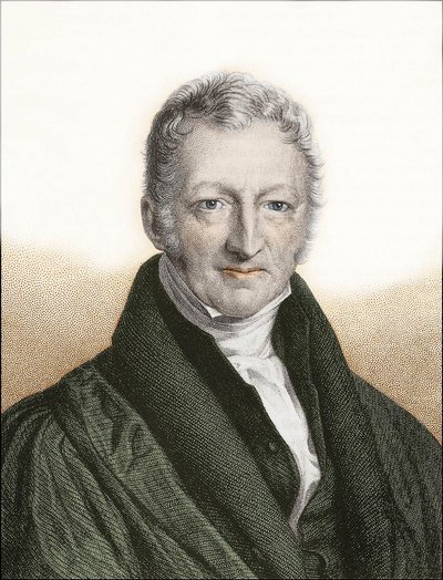 Thomas Robert Malthus (farvet gravering) af English School
