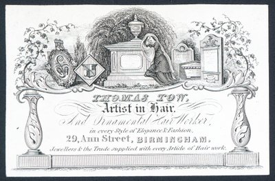 Thomas Tow, kunstner i hår, handelskort af English School