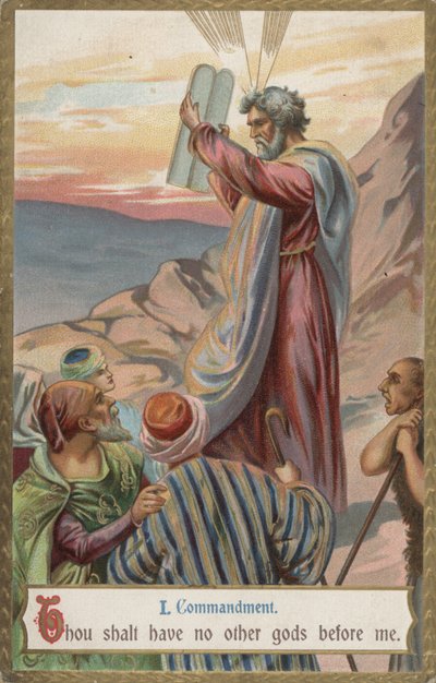 Du skal ikke have andre guder før mig (chromolitho) af English School