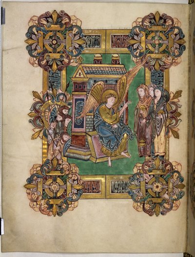 Three Maries at the Sepulchre, fra The Benedictional of St Æthelwold, c.963-984 (blæk & guld på pergament) af English School