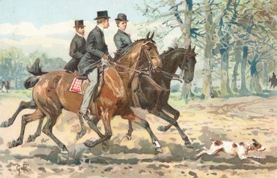 Drei Reiter auf dem Land von English School