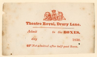 Billet til Drury Lane Theatre, London af English School