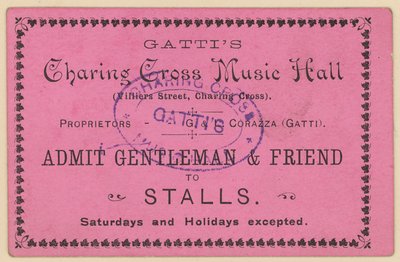 Billet til Gattis Charing Cross Music Hall af English School