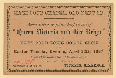 Billet til en forestilling af Queen Victoria and Her Reign af English School