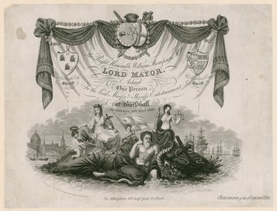 Billet til adgang til Lord Mayors Entertainment den 10. november 1828 af English School