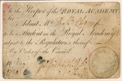 Adgangsbillet til Royal Academy, London af English School