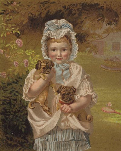 Små kæledyr (chromolitho) af English School