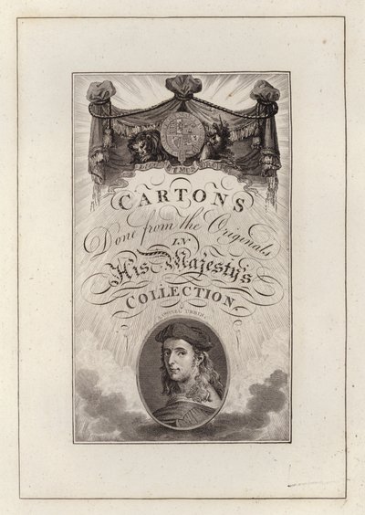Titelside til kartoner lavet fra originalerne i Hans Majestæts samling (gravering) af English School