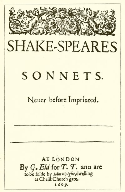 Titelblad til Shakespeares sonetter, 1609 af English School