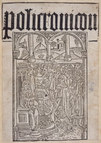 Titelblad fra Polychronicon af Ranulf Higden (d.1364) trykt af Wynkyn de Worde, 1495 af English School