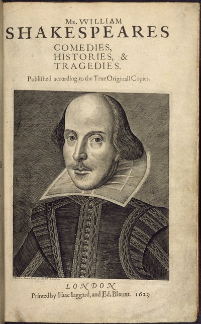 Titelblad med et portræt af Shakespeare, fra 