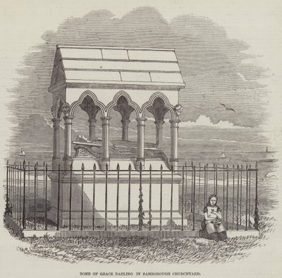 Grace Darlings grav i Bamborough Churchyard (gravering) af English School