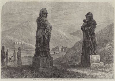 Grave af kejserne fra Ming-dynastiet i Nankin, Kina (gravering) af English School