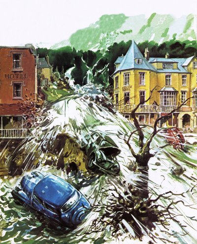 Torrent af terror i Lynmouth, Devon, august 1952 af English School
