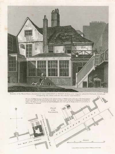 Tottenham Court, besat af Adam and Eve Tea House and Gardens af English School