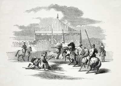 Turnering på Nevyn, i Caernarvonshire, pub. 1800-tallet (stålgravering) af English School