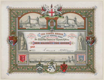 Tower Bridge, London, Invitation til lægning af mindestenen, 21. juni 1886 af English School