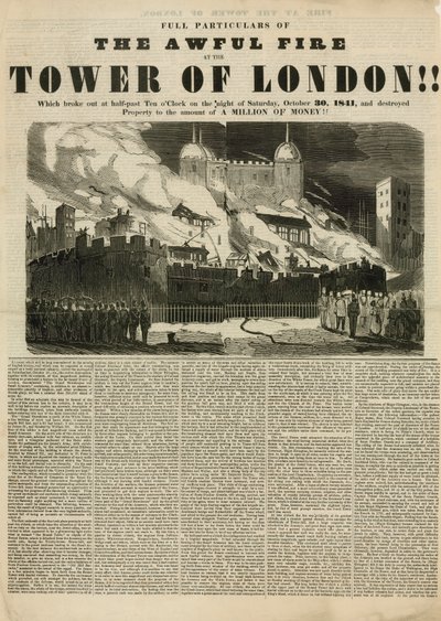 Tower of London Fire, 1841 af English School