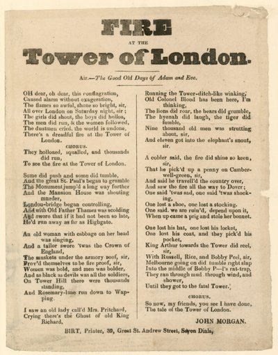 Tower of London Fire, 1841 af English School