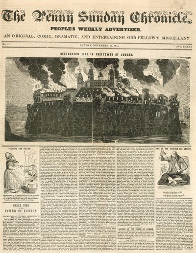 Tower of London Fire, 1841 af English School