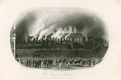 Tower of London Fire, 1841 af English School