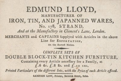 Handelskort, Edmund Lloyd af English School