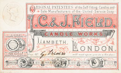 Fagkort, J C og J Field Candle Works af English School
