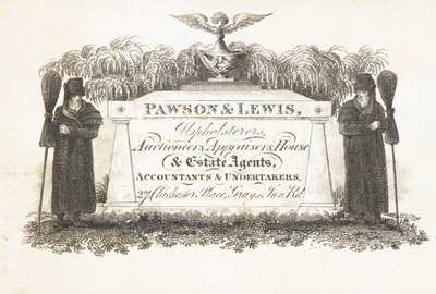 Trade card, Pawson & Lewis af English School