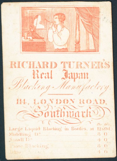 Handelskort, Richard Turners Real Japan Blacking Manufactory af English School