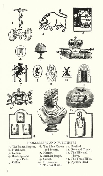 Handelstegn: Boghandlere og forlag (litho) af English School