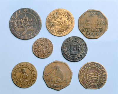 Handelsmarken, die in der Themse gefunden wurden von English School