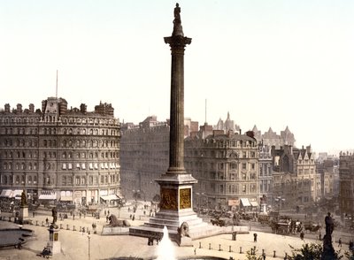 Trafalgar Square, London (håndfarvet foto) af English School