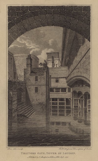 Forræderens port, Tower of London (gravering) af English School