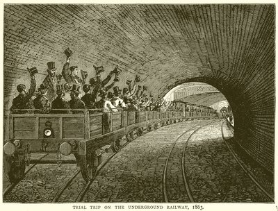 Prøvetur på den underjordiske jernbane, 1863 af English School