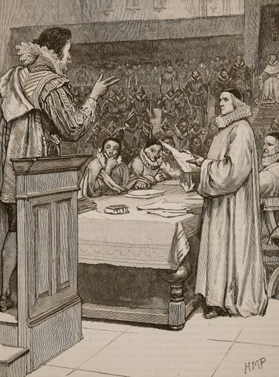Trial of Buckingham, illustration fra Cassells Illustrated History of England (sepia-foto) af English School