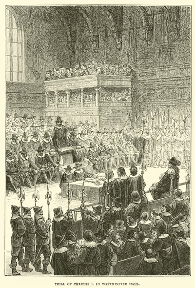 Retssagen mod Charles I i Westminster Hall af English School