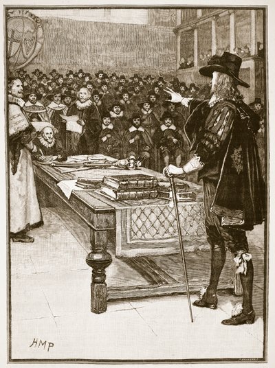 Trial of Charles, illustration fra Cassells Illustrated History of England (sepia foto) af English School