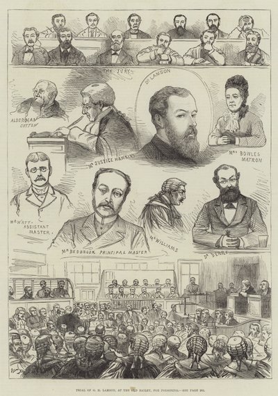 Retssag mod GH Lamson i Old Bailey for forgiftning af English School