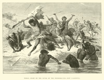 Stammeskampf am Fluss der Ponerihouens, Neukaledonien von English School