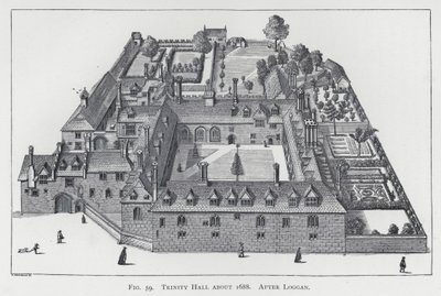 Trinity Hall omkring 1688, efter Loggan (gravering) af English School