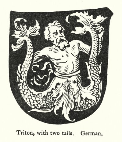 Triton, med to haler, tysk (gravering) af English School
