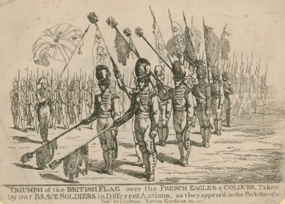 Triumph der britischen Flagge über die französischen Adler und Farben von English School