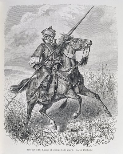 Soldat i sheiken af Bornus livgarde, fra "The History of Mankind", Vol.III, af Prof. Friedrich Ratzel, 1898 af English School