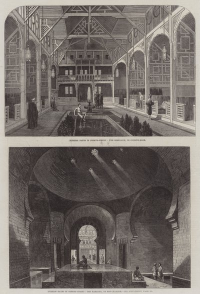 Tyrkiske bade i Jermyn Street (gravering) af English School