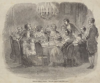 Tolvte nat i Frankrig, "Kongen drikker" (gravering) af English School