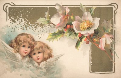 To keruber på et julekort af English School